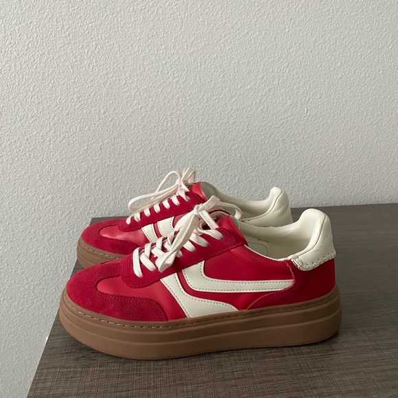 Steve Madden Dodge Red and White Platform Sneakers